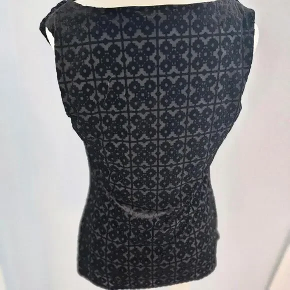 NWOT Laundry by Shelli Segal Black Burnout Velvet Cowl Neck Tank Top Small - Picture 8 of 9